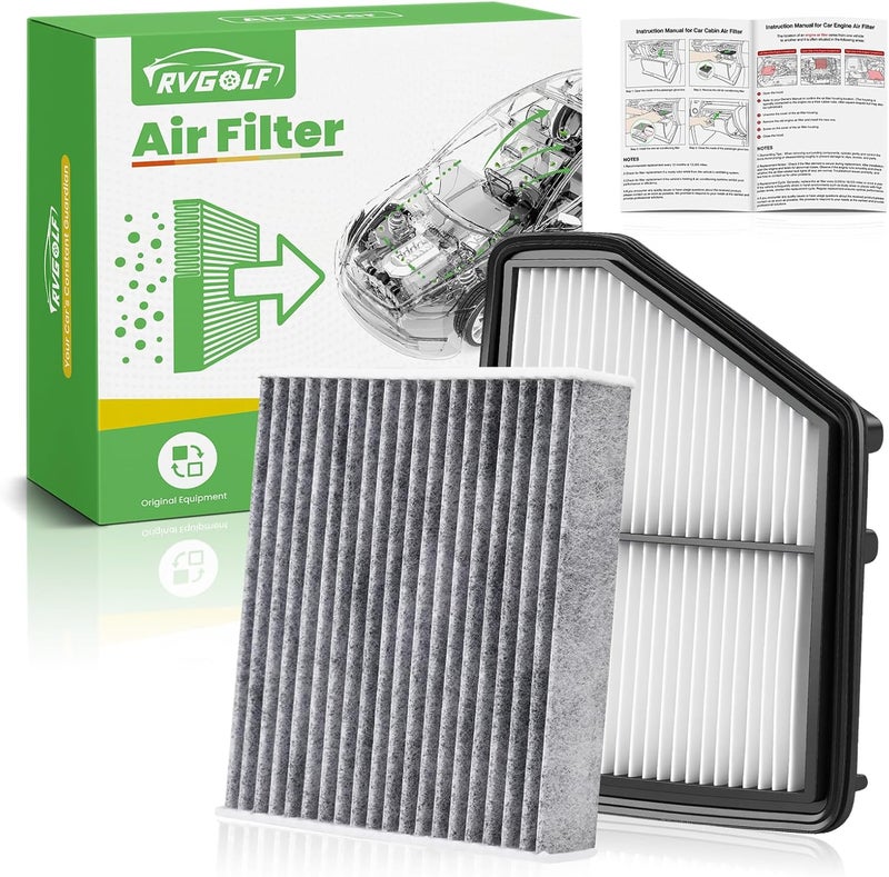 RVgolf Engine+Cabin Air Filters Set Fit for Honda Civic 2016-2026 (2.0L), HR-V HRV 2023-2026 (2.0L) (Only Naturally Aspirated!) Engine Air Filter AC Filter Replacement Accessories# CF11182 CA12051 - Image 1